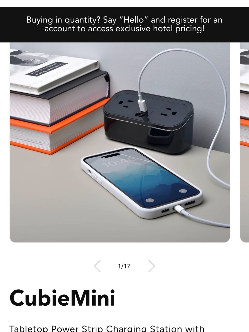 Black Tabletop Charging Station with USB Port